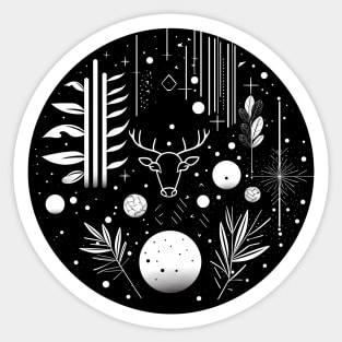 Black and White Abstract Geometric Deer Sticker